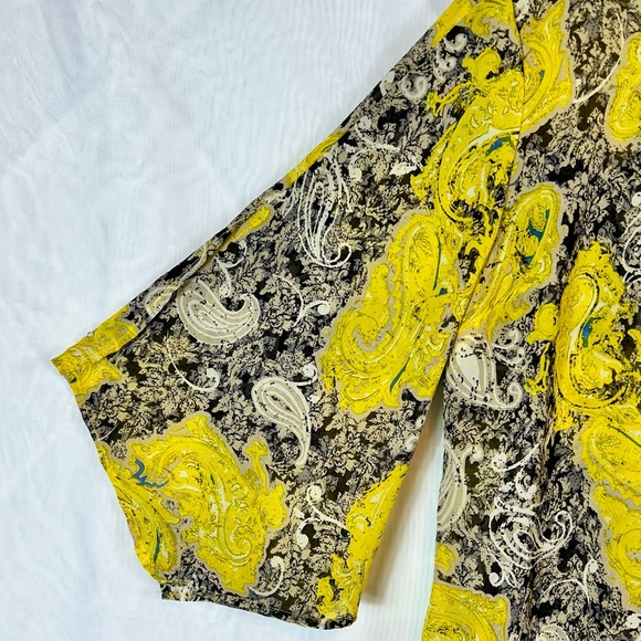 Unique Spectrum Yellow and Gray Boho Sheer Top / large - Picture 3 of 7